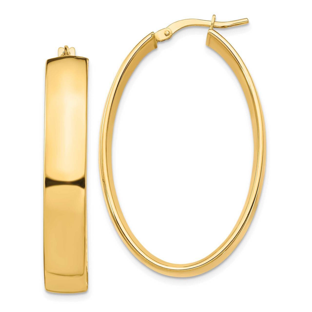 7mm Oval Hoop Earrings 14k Gold High Polished TF1419, MPN: TF1419, 191101987472