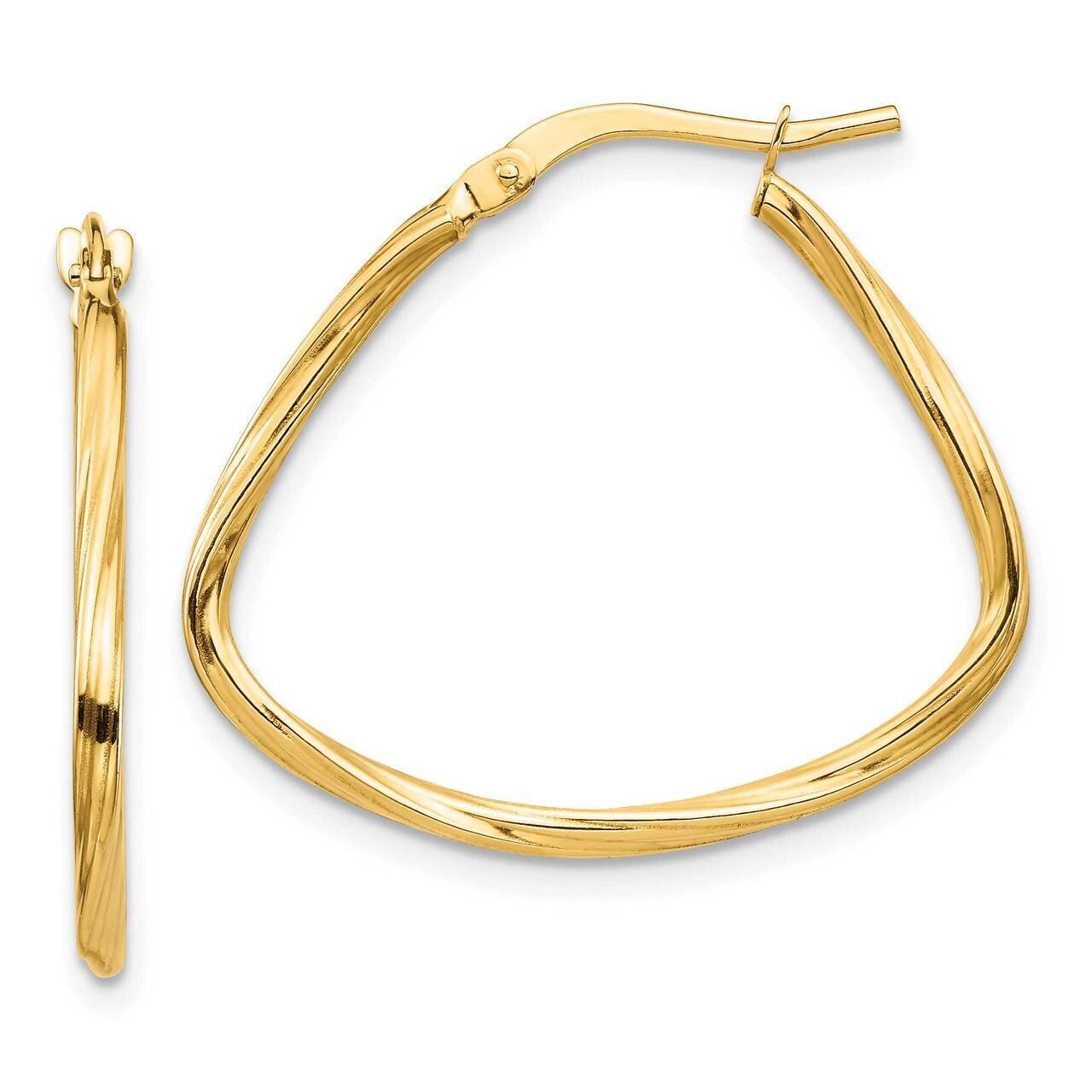 Twisted Fancy Hoop Earrings 14k Gold Polished TF1428