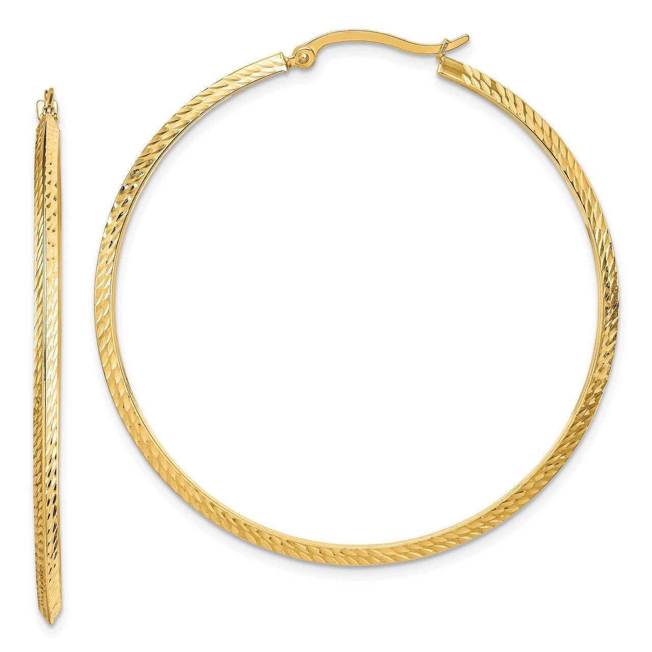 Diamond-Cut Hoop Earrings 14k Gold Polished TF1449