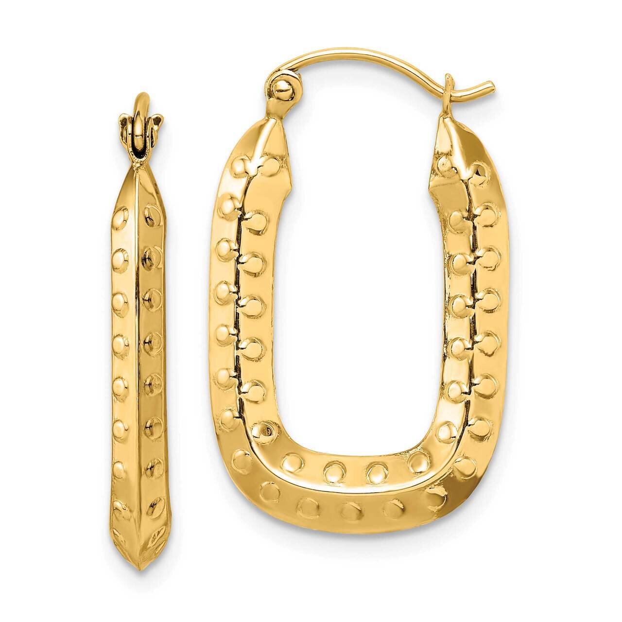 Textured Rectangle Hoop Earrings 14k Gold Polished  TF1454, MPN: TF1454, 883957871493