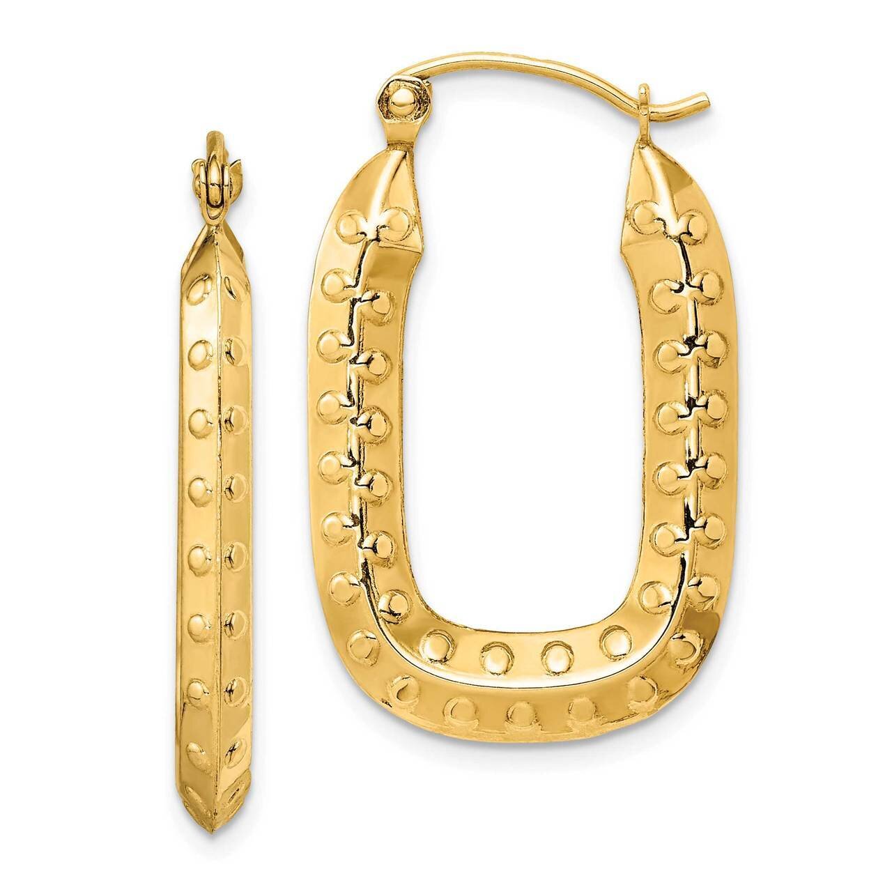 Textured Rectangle Hoop Earrings 14k Gold Polished  TF1455, MPN: TF1455, 883957936994