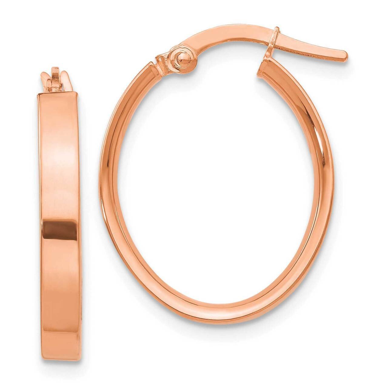 ]Rhodium Oval Hoop Earrings 14k Rose Gold Plated TF1456, MPN: TF1456, 191101987748