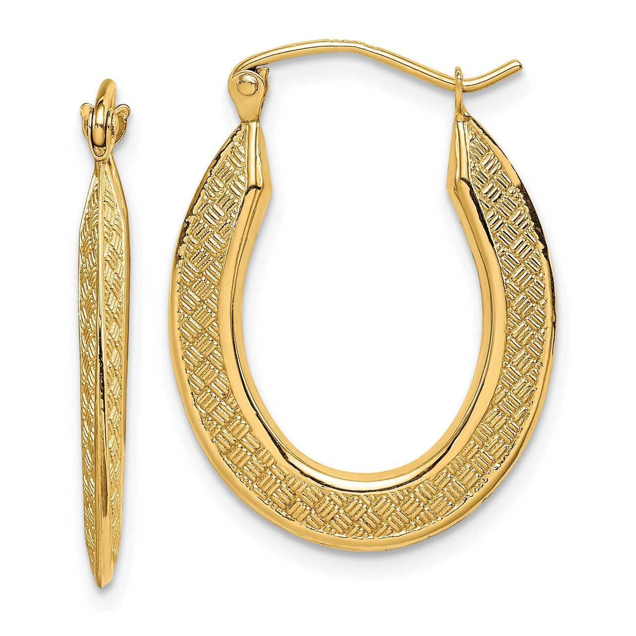 Stamped Hoop Earrings 14k Gold Textured TF1459