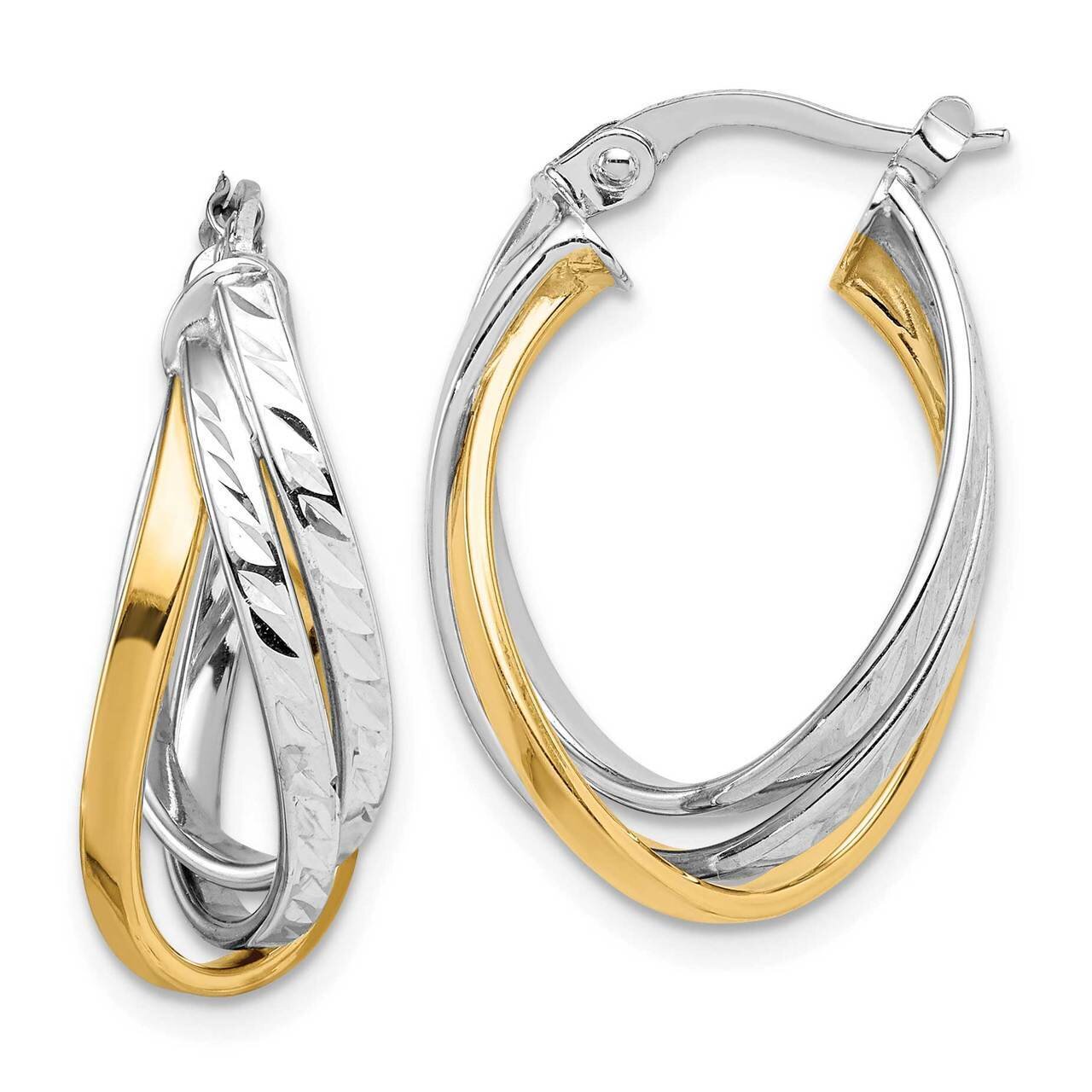 14K Two Tone Hoop Earrings 14k Two-tone Gold TF1500, MPN: TF1500, 191101982859