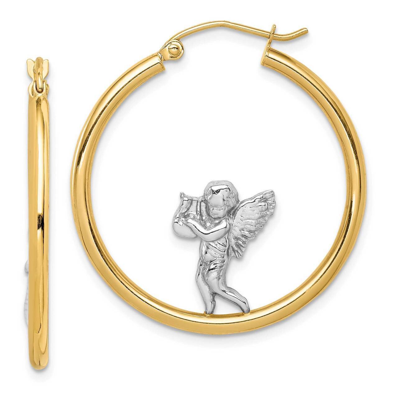 Angel Hoop Earrings 14k Gold Rhodium TF1516