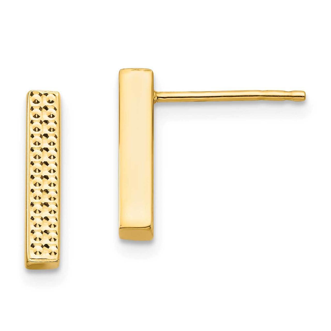 Bar Post Earrings 14k Gold Textured TF1532, MPN: TF1532, 883957016146