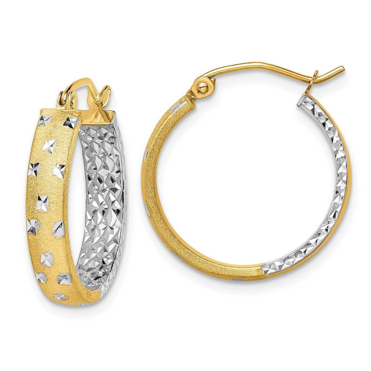 Satin &amp; Polished &amp; Diamond-cut In/Out Hoop Earrings 14k Gold Rhodium TF1575, MPN: TF1575, 883957132…