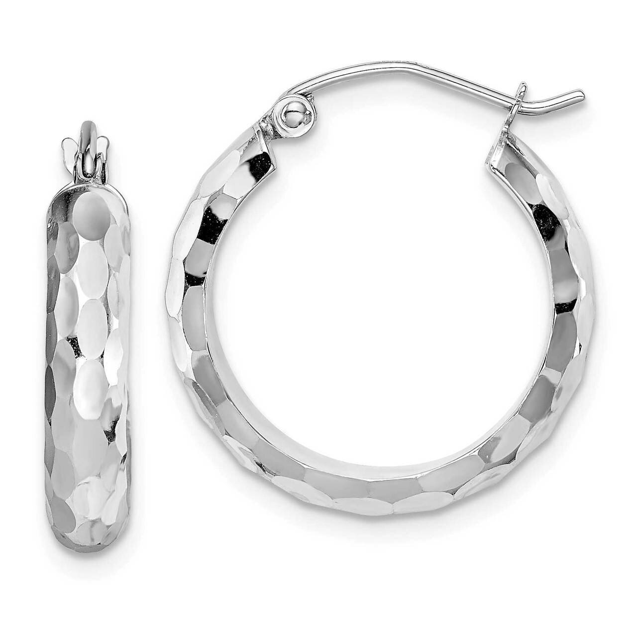 Diamond-cut Hoop Earrings 14k White Gold TF1586