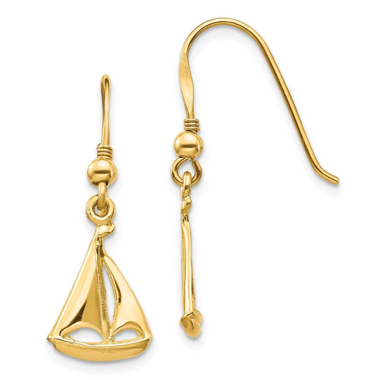 Sailboat Shepherd Hook Earrings 14k Gold TF1599, MPN: TF1599, 883957606538