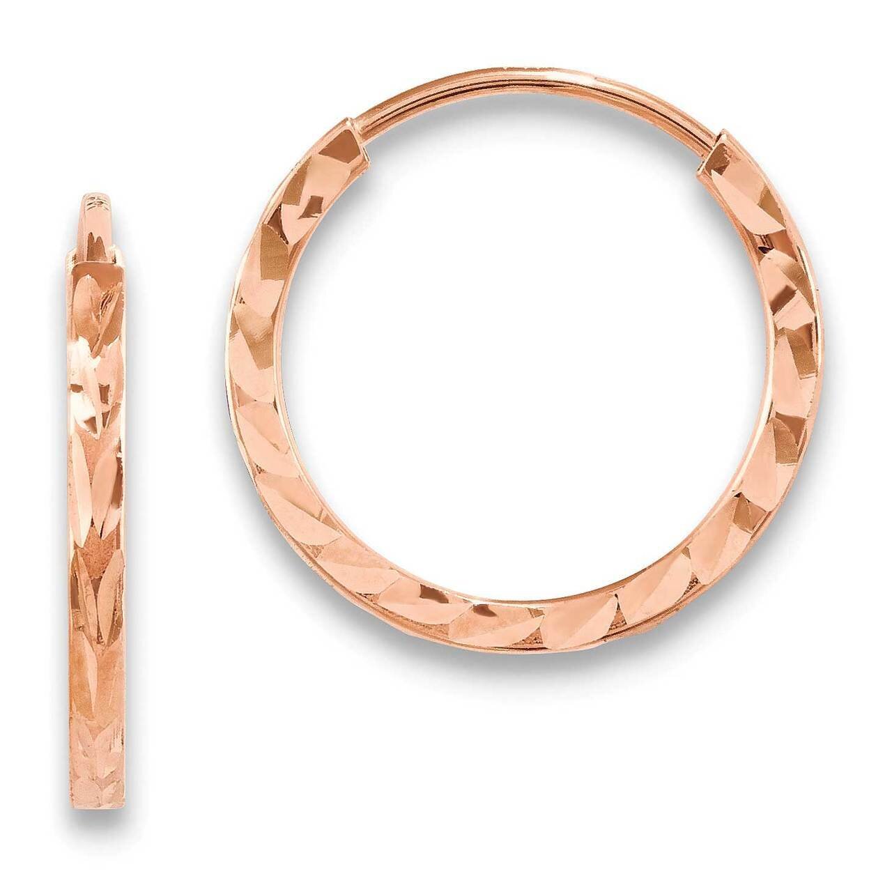 Diamond-cut Square Tube Endless Hoop Earrings 14k Rose Gold TF1601, MPN: TF1601, 883957932330