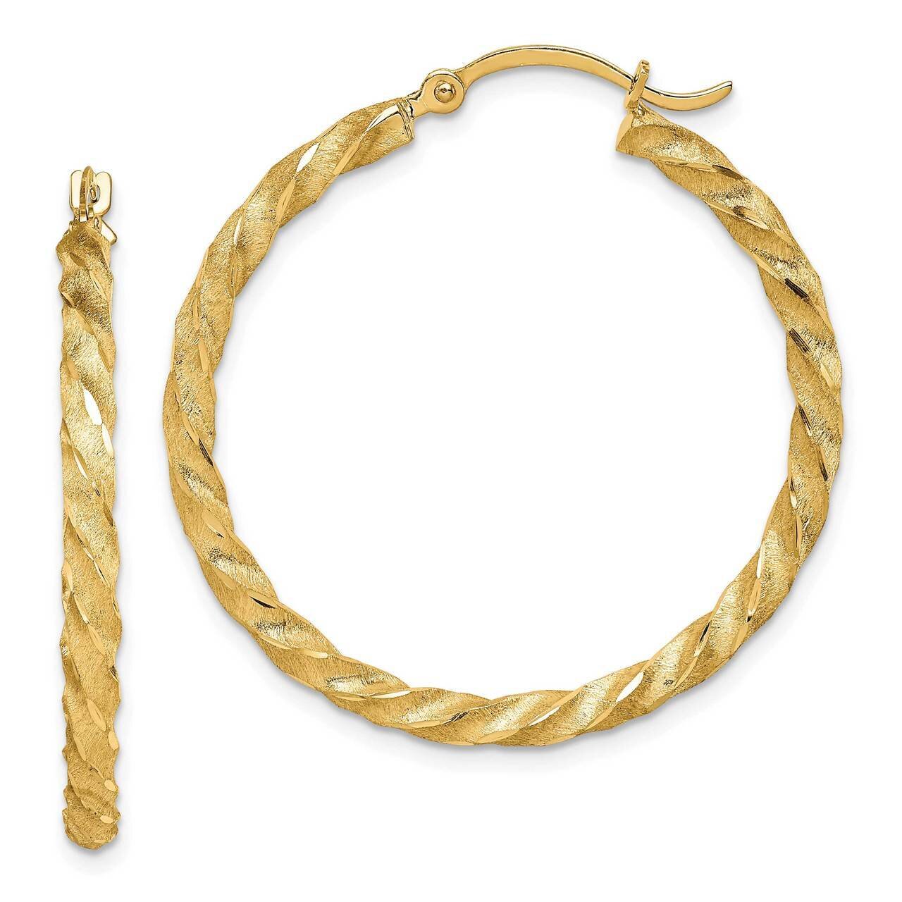 Twisted Satin Diamond-Cut Hoop Earrings 14k Gold TF1612, MPN: TF1612, 883957964980