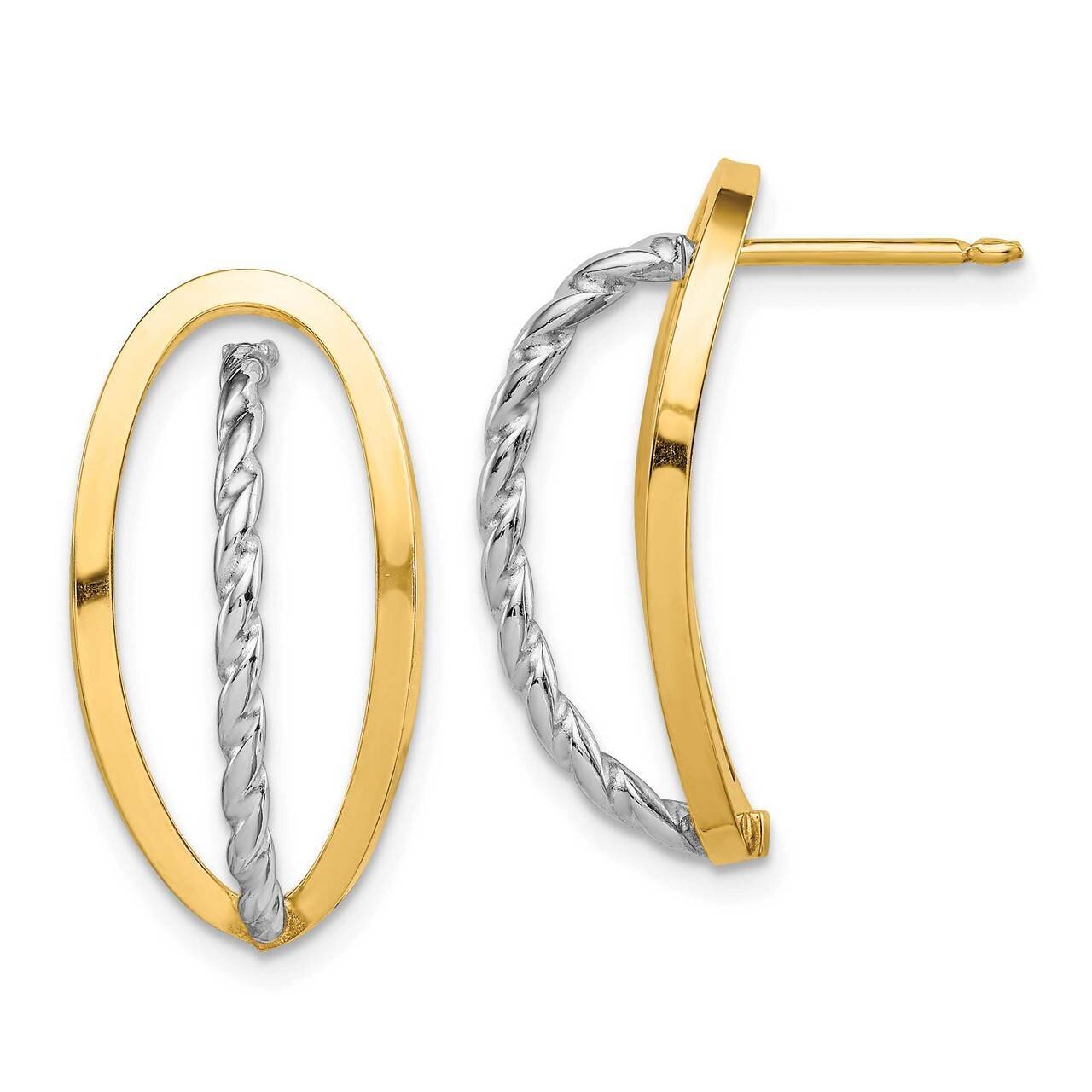 Twisted Fancy Post Earrings 14k Two-tone Gold Polished TF1616, MPN: TF1616, 191101982958