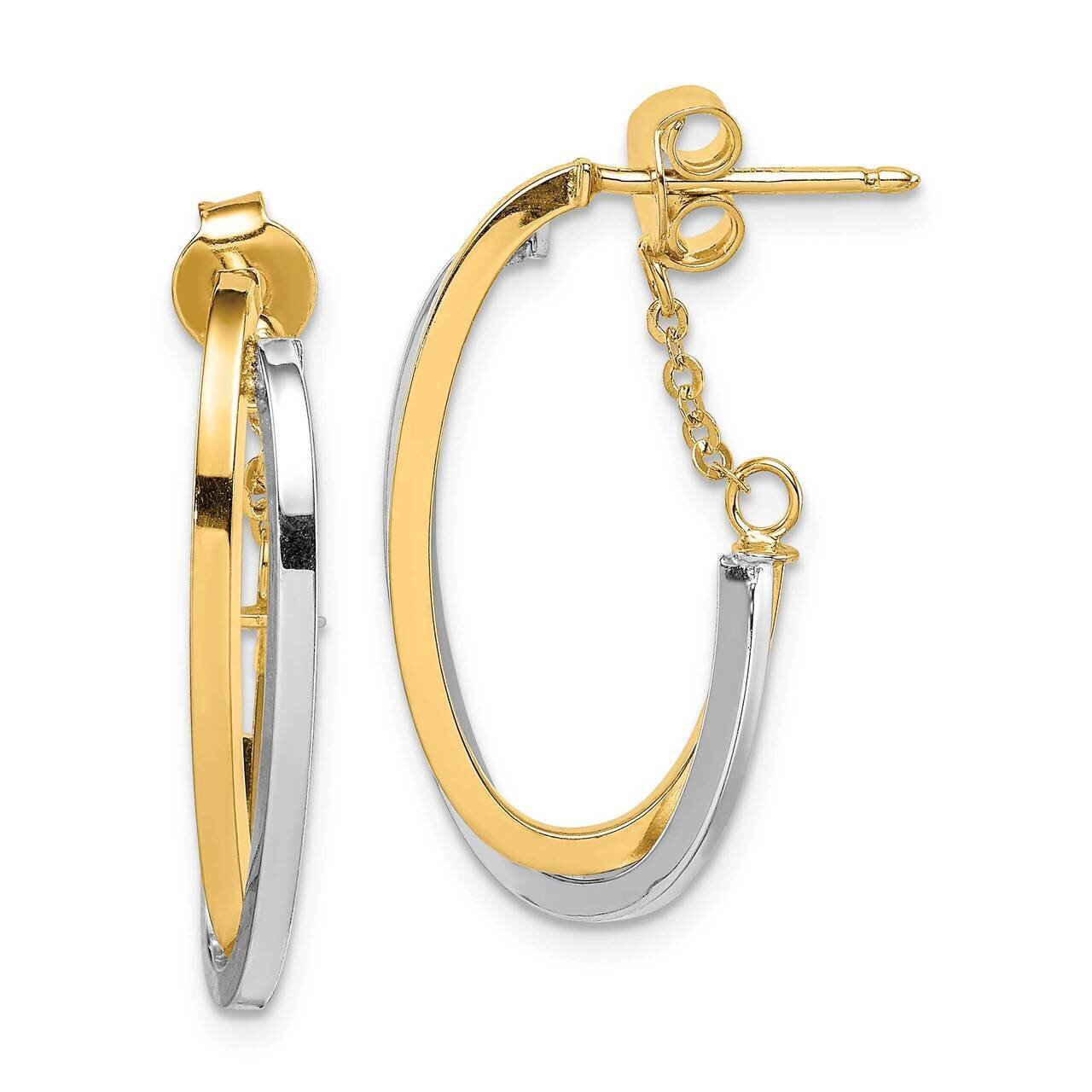Hoop with Chain Post Earrings 14k Two-tone Gold Polished TF1620, MPN: TF1620, 191101982996