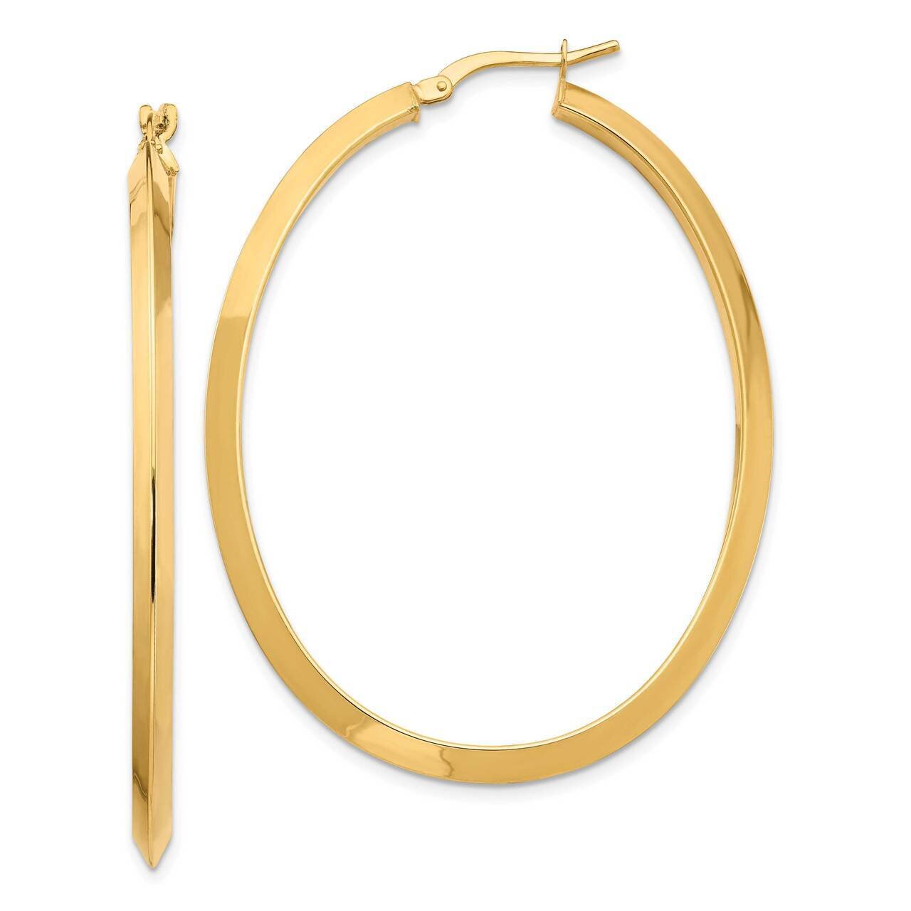 Large 2x 3mm Oval Hoop Earrings 14k Gold TF1638