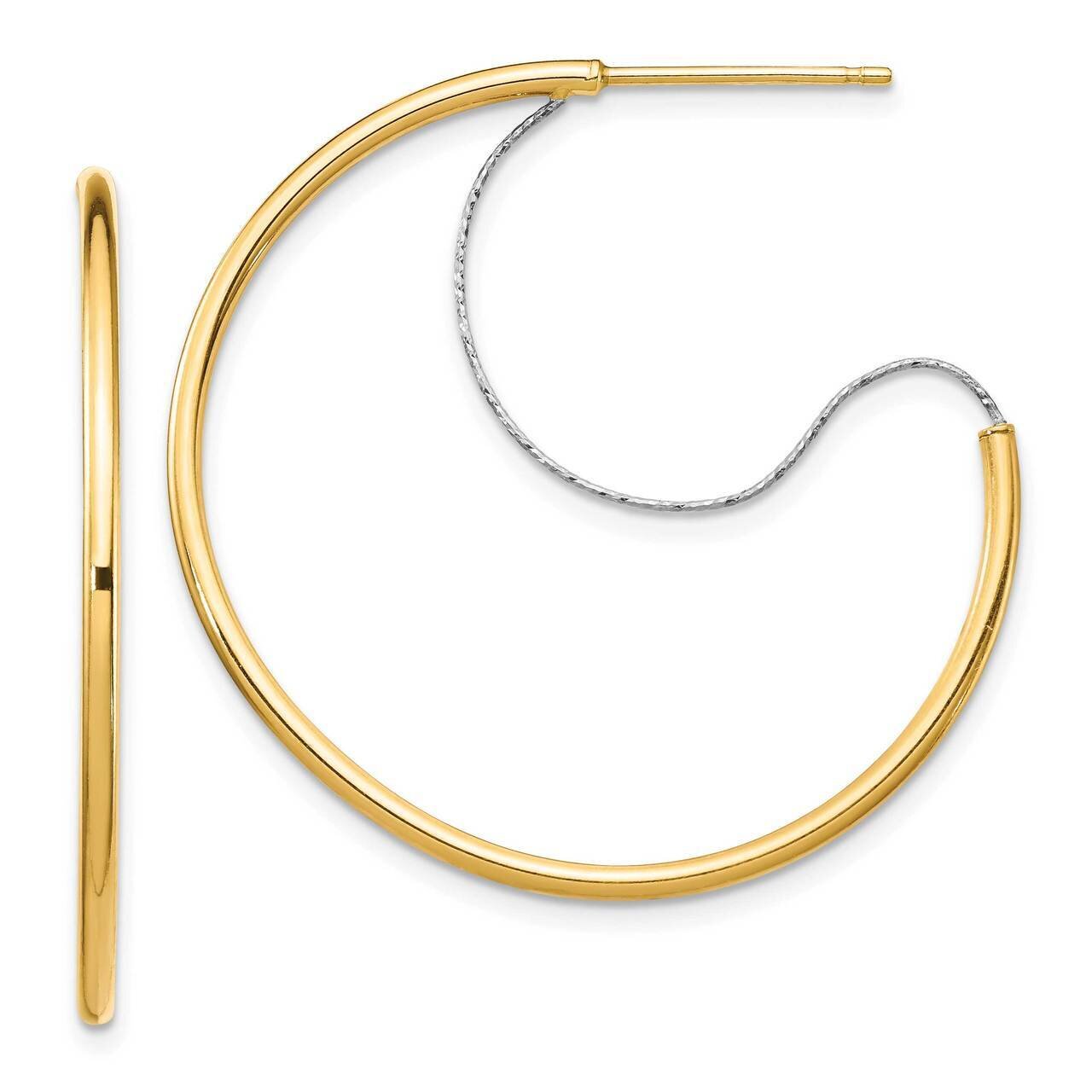 Large 2x30mm Polished Hoop Earrings 14k Two-tone Gold TF1641, MPN: TF1641, 191101987854