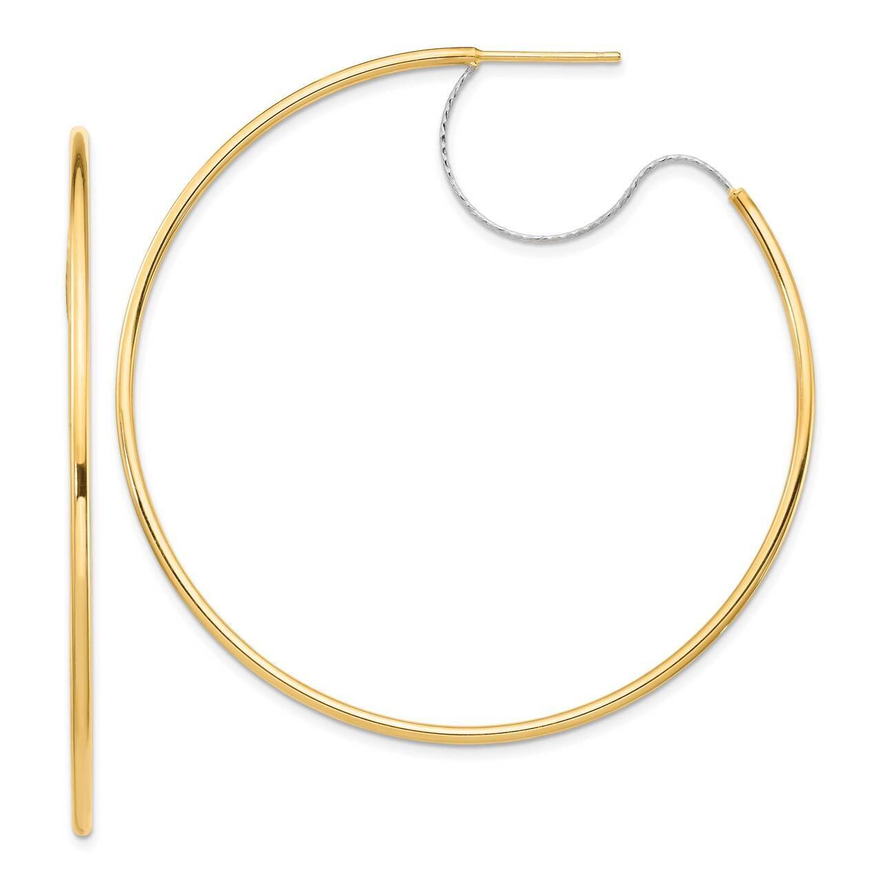 Large 2x55mm Polished Hoop Earrings 14k Two-tone Gold TF1643, MPN: TF1643, 191101987878