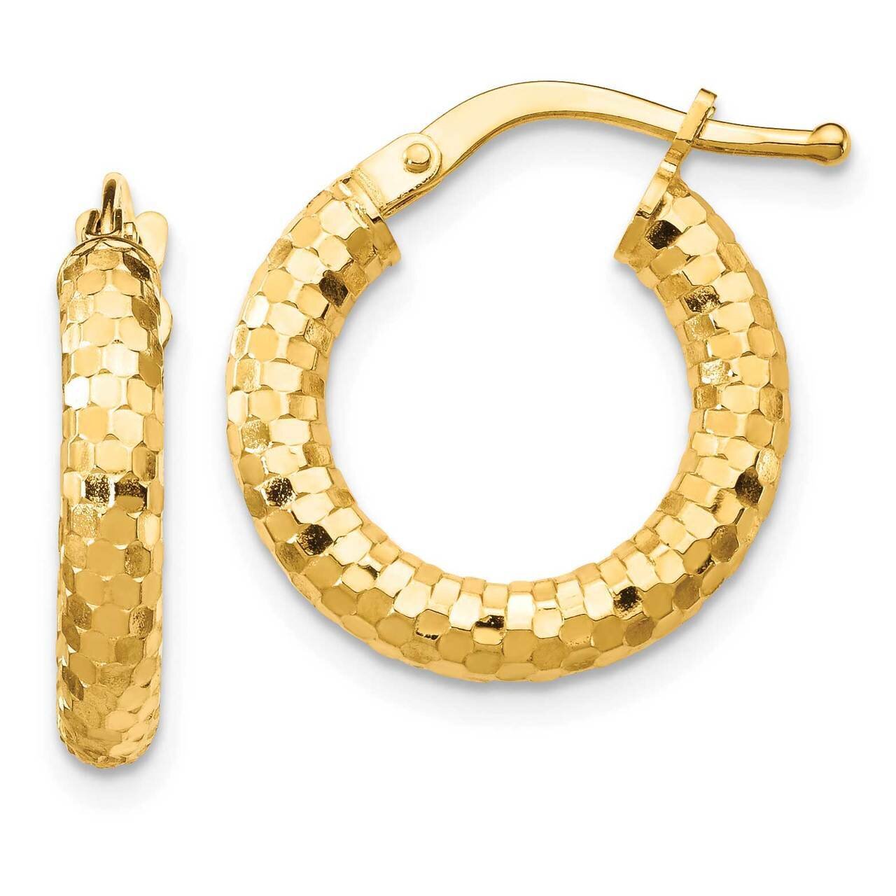 3x10mm Diamond-cut Hoop Earrings 14k Gold TF1700, MPN: TF1700, 191101023637
