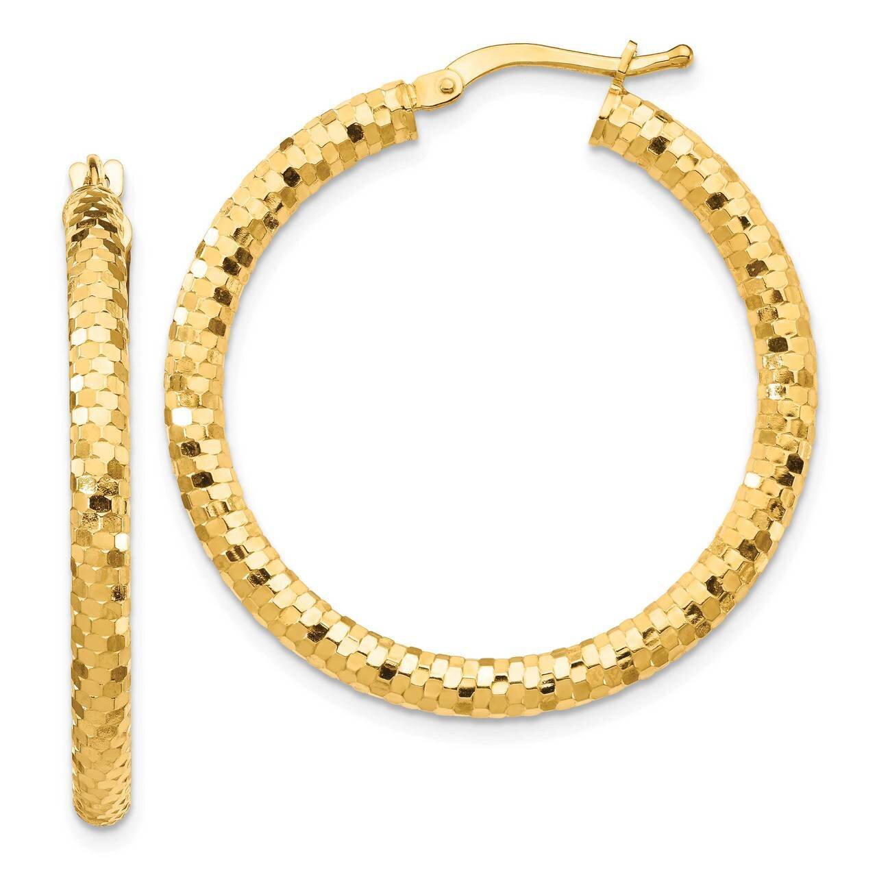 3x25mm Diamond-cut Hoop Earrings 14k Gold TF1703, MPN: TF1703, 191101988370