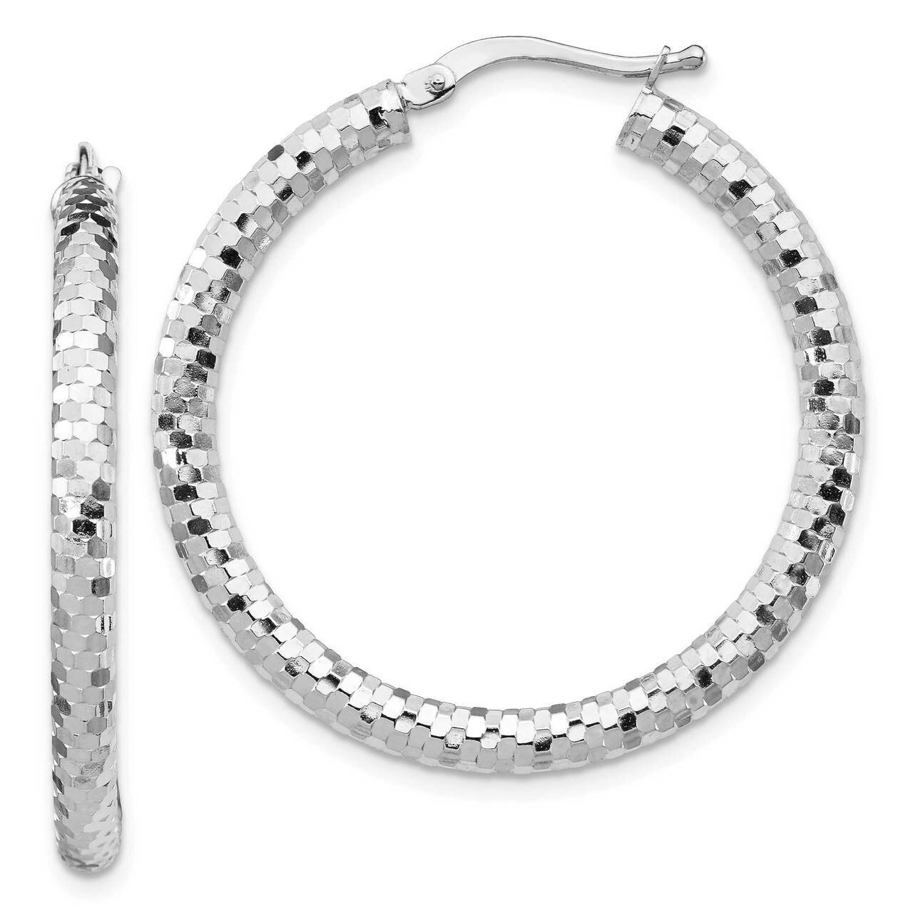 3x25mm Diamond-cut Hoop Earrings 14k White Gold TF1703W, MPN: TF1703W, 191101988394
