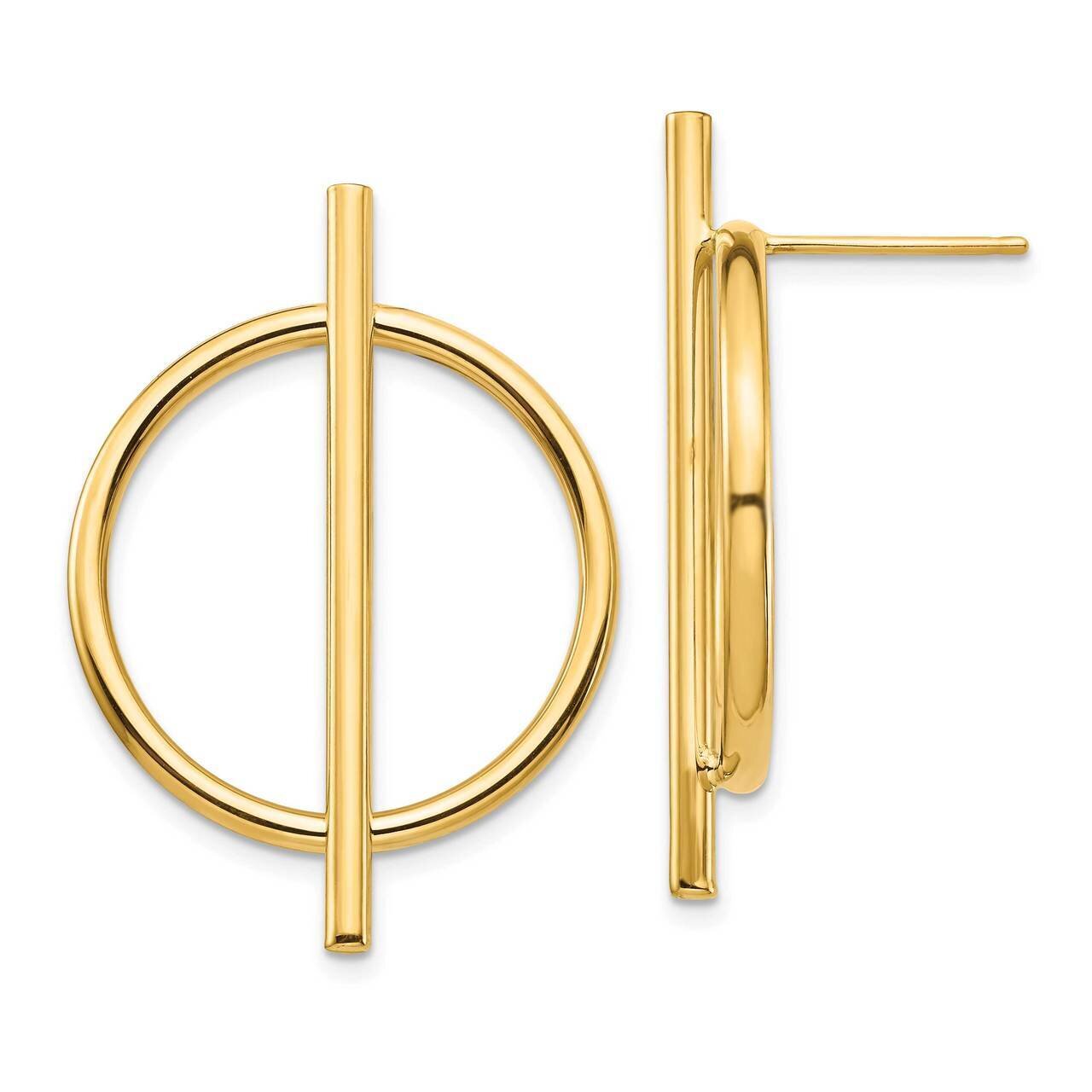 Circle &amp; Bar Post Earrings 14k Gold TH1002, MPN: TH1002, 886774019802