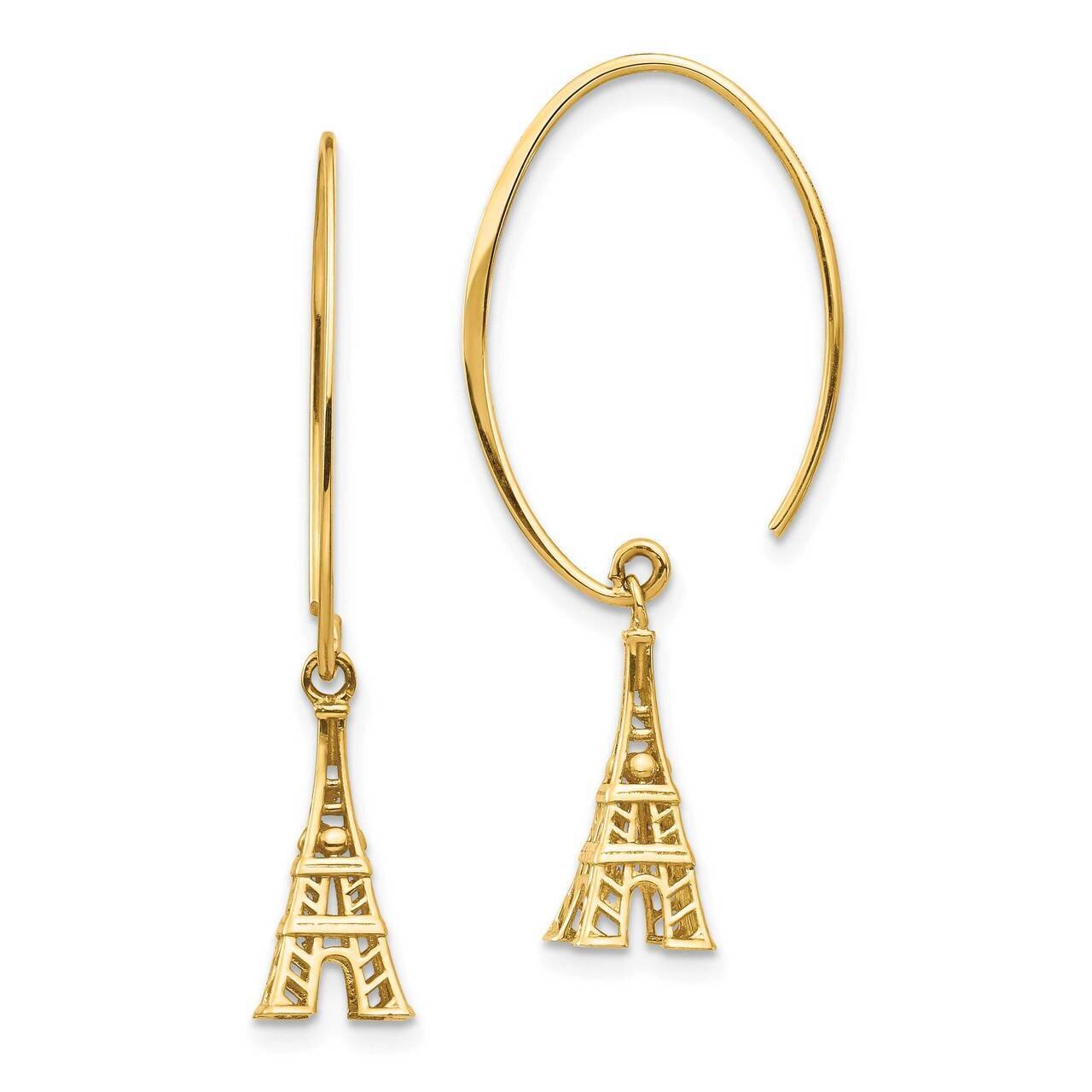 Eiffel Tower Dangle Earrings 14k Gold TH1003