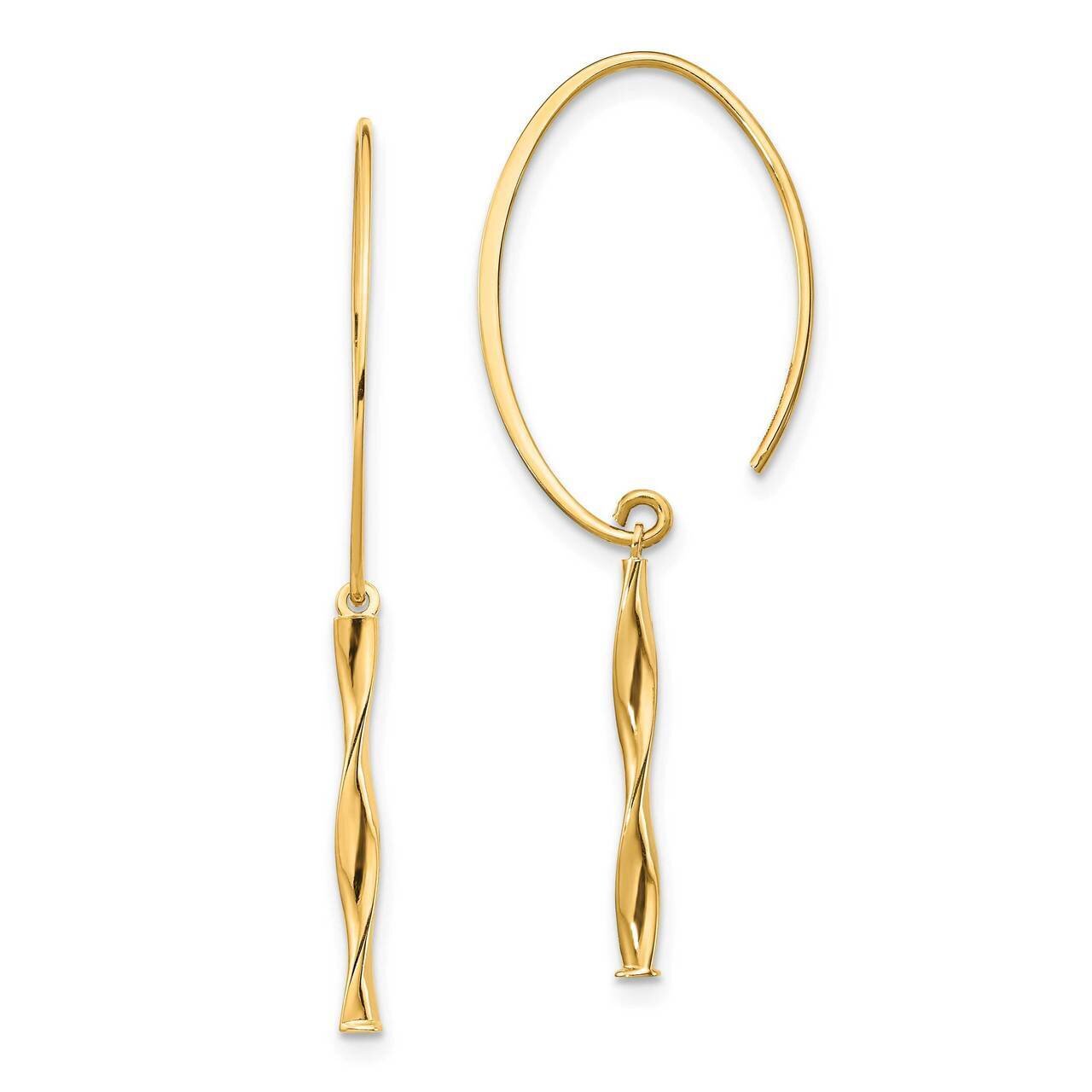 Twist Bar Dangle Earrings 14k Gold TH985, MPN: TH985, 886774037493
