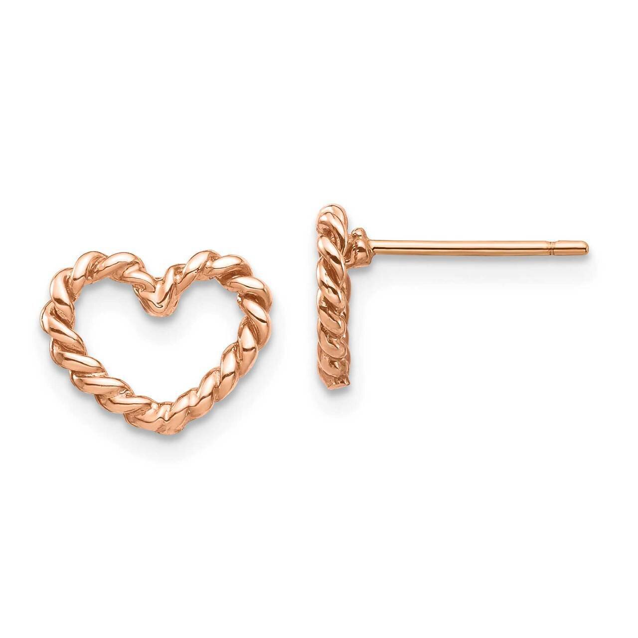 Twisted Heart Post Earrings 14K Rose Gold Polished TH995