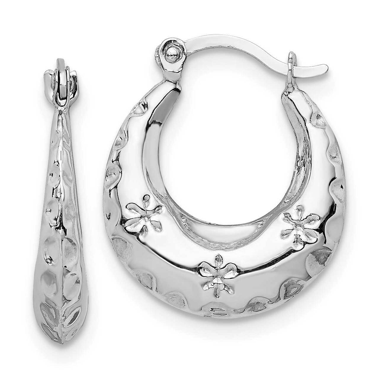 Textured Stamped Hoop Earrings 14k White Gold TL1144W, MPN: TL1144W, 886774074832