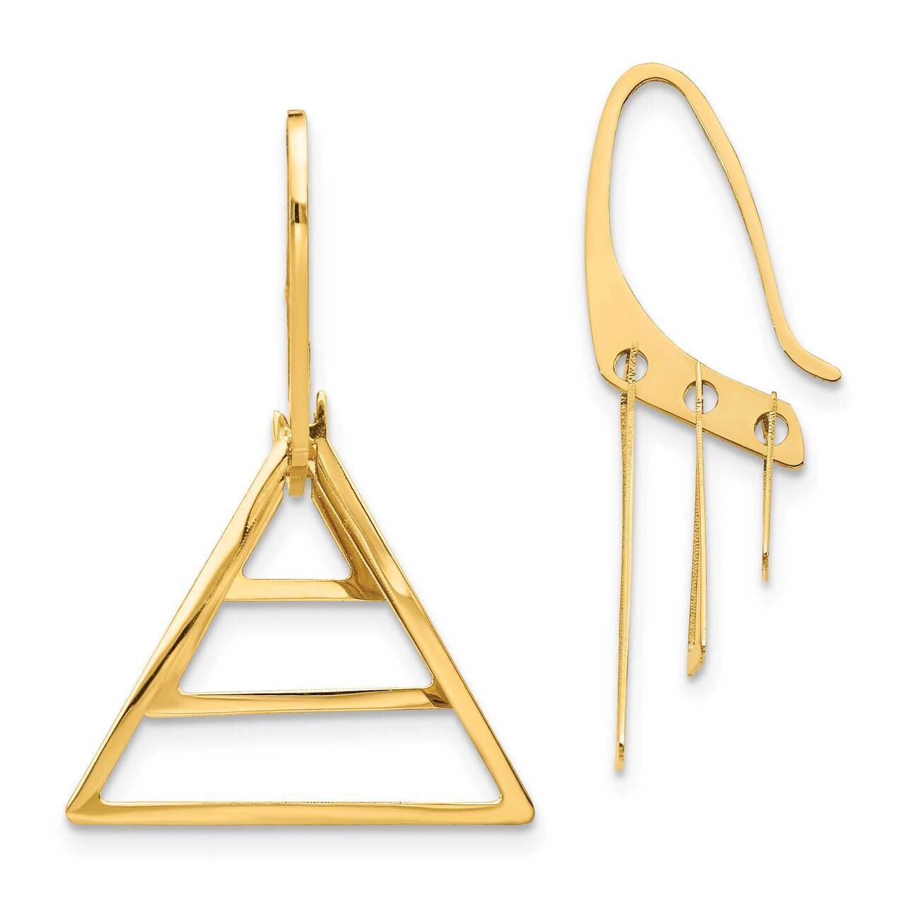 Triple Triangle Dangle Earrings 14k Gold TL1157