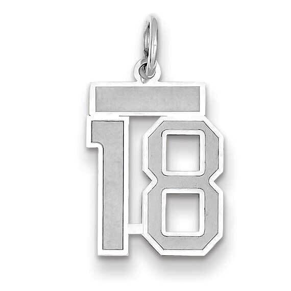Small Satin Number 18 Charm 14k White Gold WSS18, MPN: WSS18, 883957071107