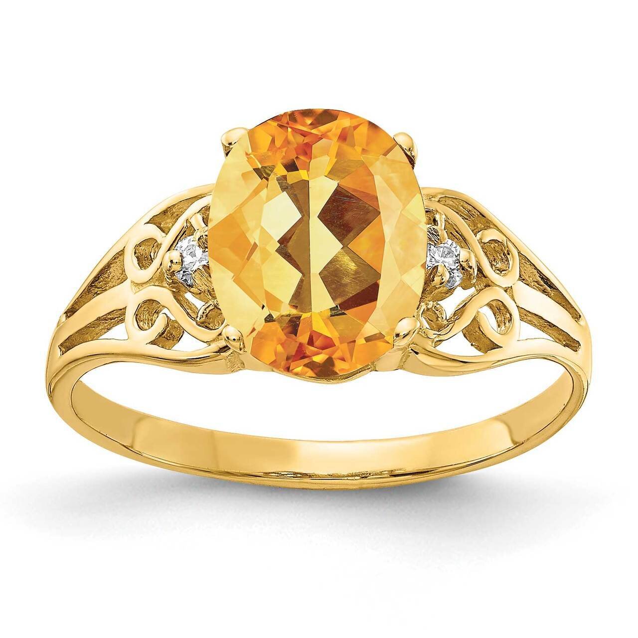 9x7mm Oval Citrine Diamond Ring 14k Gold X6106CI_AA, MPN: X6106CI_AA, 883957535258