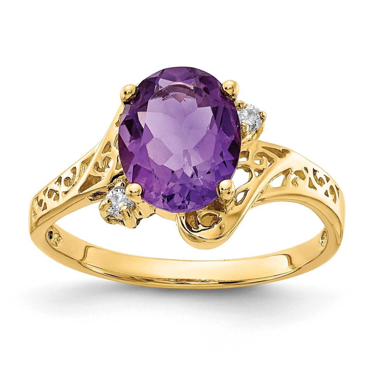 9x7mm Oval Amethyst Diamond Ring 14k Gold X6107AM_AA, MPN: X6107AM_AA, 883957534794