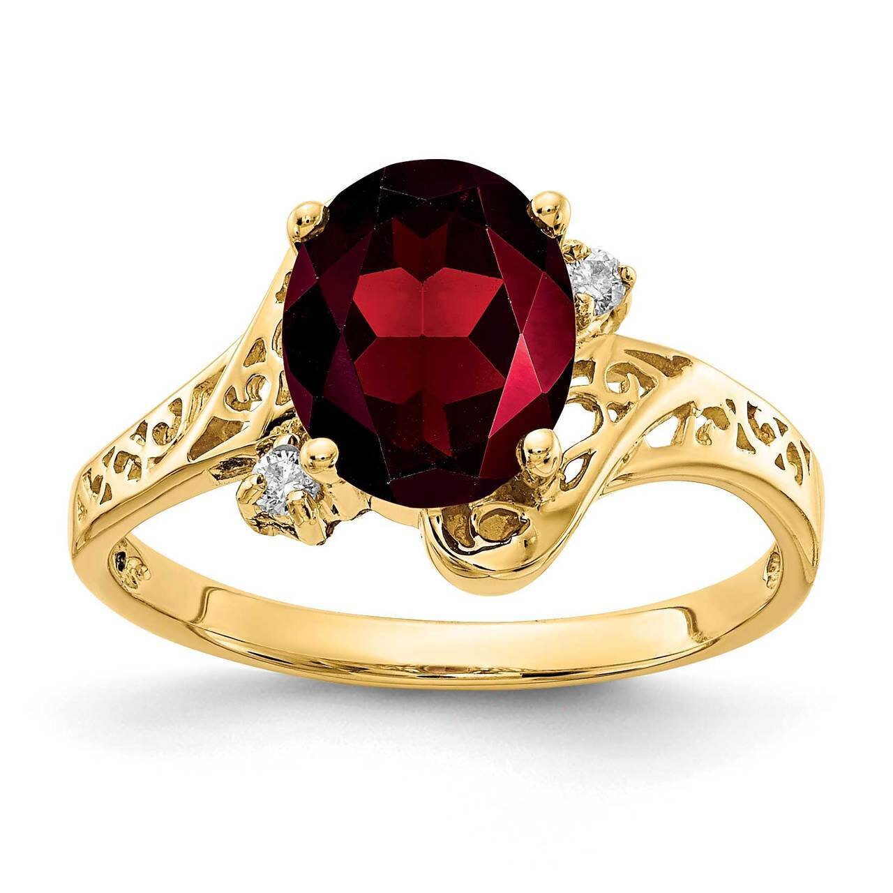 9x7mm Oval Garnet Diamond Ring 14k Gold X6107GA_AA, MPN: X6107GA_AA, 883957535418