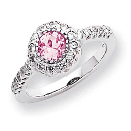 5mm Pink Sapphire Diamond Ring 14k White Gold X9641SP_AA