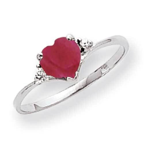 6mm Heart Created Ruby Diamond Ring 14k White Gold X9701CR_AA, MPN: X9701CR_AA, 883957574547