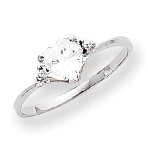 6mm Heart Cubic ZirconiDiamond Ring 14k White Gold X9701CZ_AA, MPN: X9701CZ_AA, 883957574608