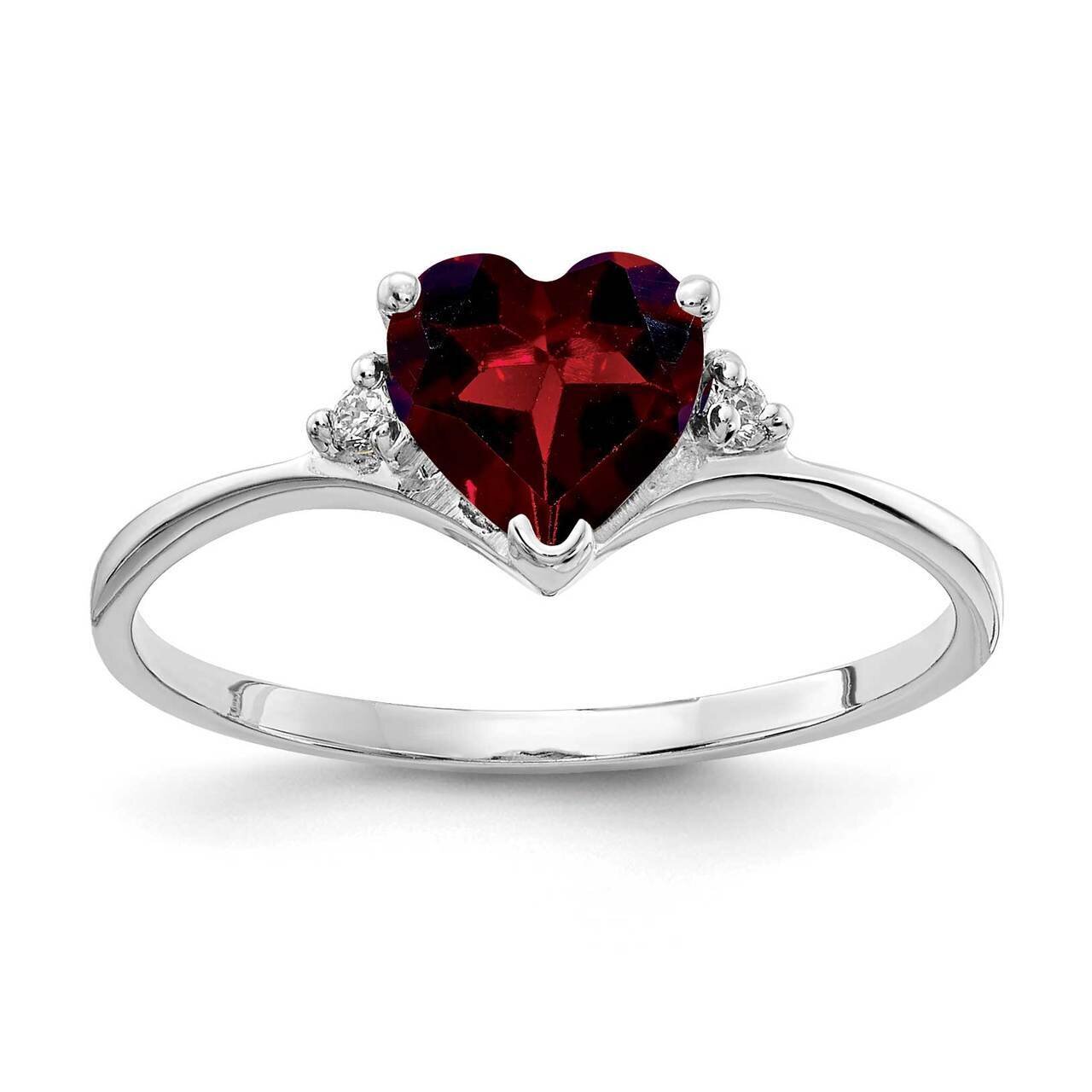6mm Heart Garnet Diamond Ring 14k White Gold X9701GA_AA, MPN: X9701GA_AA, 883957574622