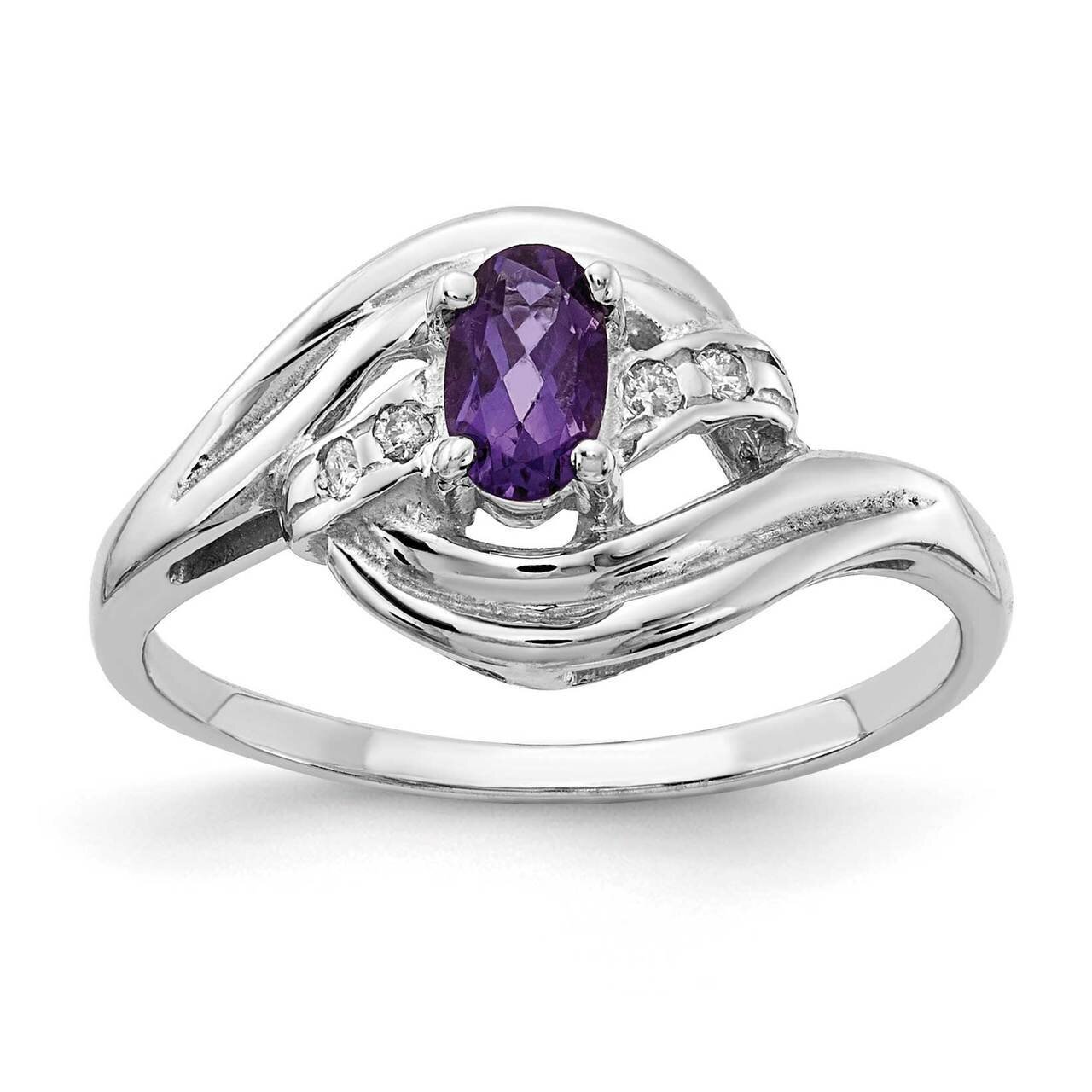 5x3mm Oval Amethyst Diamond Ring 14k White Gold X9723AM_AA, MPN: X9723AM_AA, 883957639895