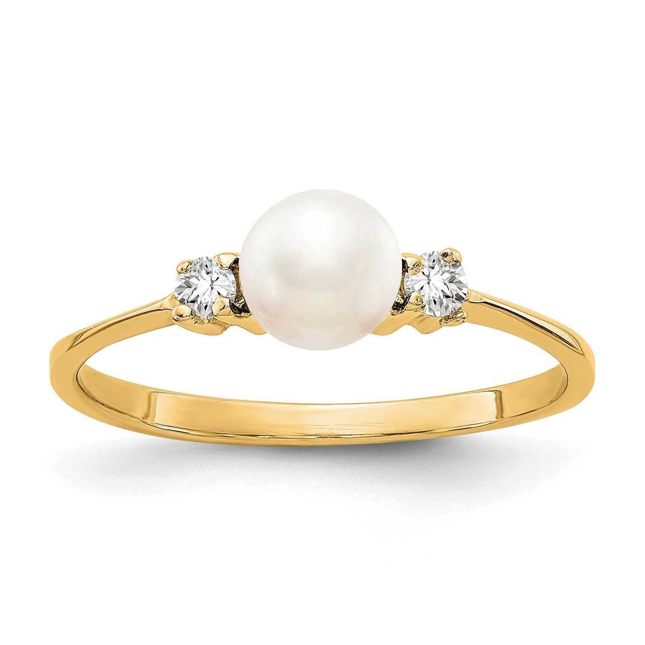 5mm Freshwater Cultured Pearl Diamond Ring 14k Gold X9754PL_AA