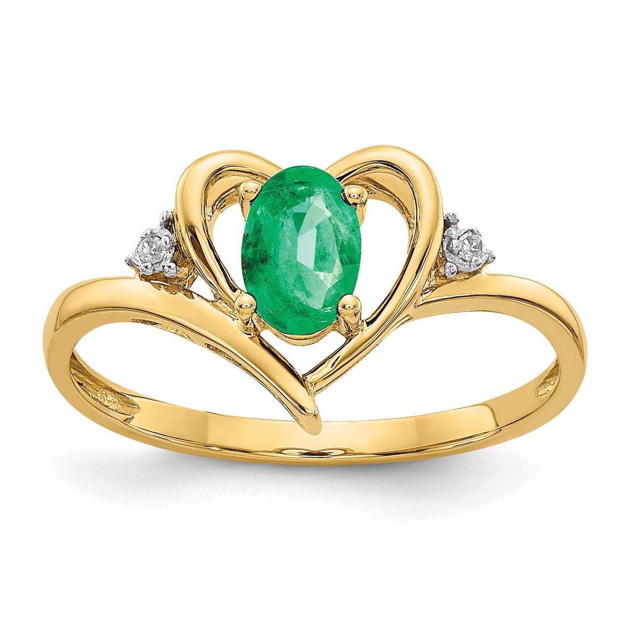 Diamond & Emerald Ring 14k Gold XBS484