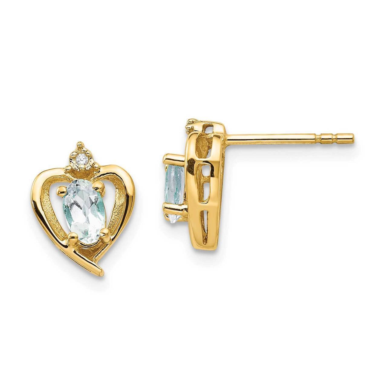 Diamond &amp; Aquamarine Earrings 14k Gold XBS487, MPN: XBS487, 883957858043