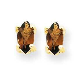 5x2.5 Marquise Checker-Cut Smoky Quartz Earring 14k Gold XE101CQ, MPN: XE101CQ, 883957089065