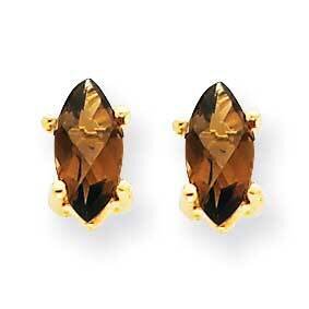 6x3 Marquise Checker-Cut Smoky Quartz Earring 14k Gold XE102CQ, MPN: XE102CQ, 883957089287