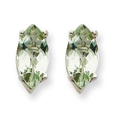 10x8mm Marquise Checker-Cut Green Quartz Earring 14k White Gold XE105WCG, MPN: XE105WCG, 8839570903…