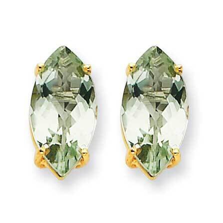 12x6 Marquise Checker-Cut Green Quartz Earring 14k Gold XE106CG, MPN: XE106CG, 883957090511