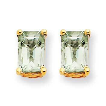 6x4 Octagon Checker-Cut Green Quartz Earrings 14k Gold XE65CG, MPN: XE65CG, 883957094861