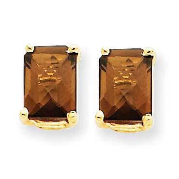 7x5 Octagon Checker-Cut Smoky Quartz Earrings 14k Gold XE66CQ, MPN: XE66CQ, 883957095820