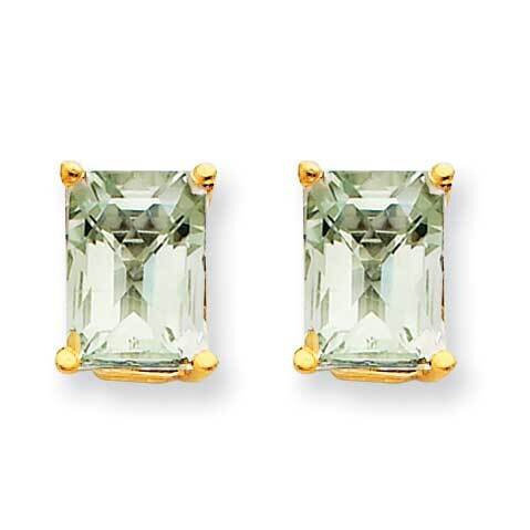 8x6 Octagon Checker-Cut Green Quartz Earrings 14k Gold XE67CG, MPN: XE67CG, 883957096049