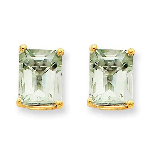 9x7 Octagon Checker-Cut Green Quartz Earrings 14k Gold XE68CG, MPN: XE68CG, 883957096285