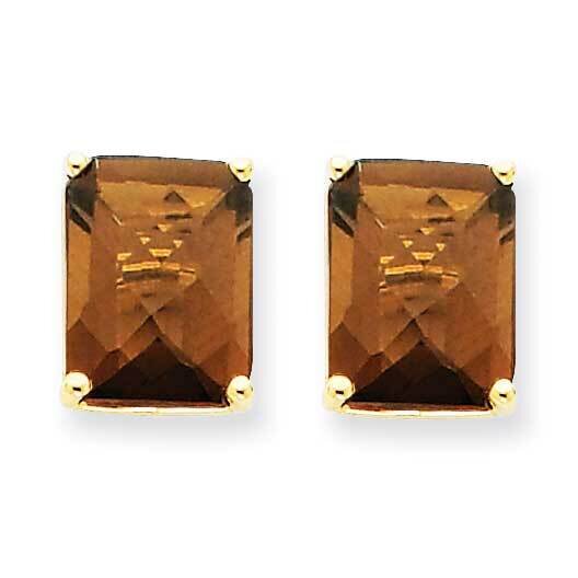 10x8 Octagon Checker-Cut Smoky Quartz Earrings 14k Gold XE69CQ, MPN: XE69CQ, 883957096551